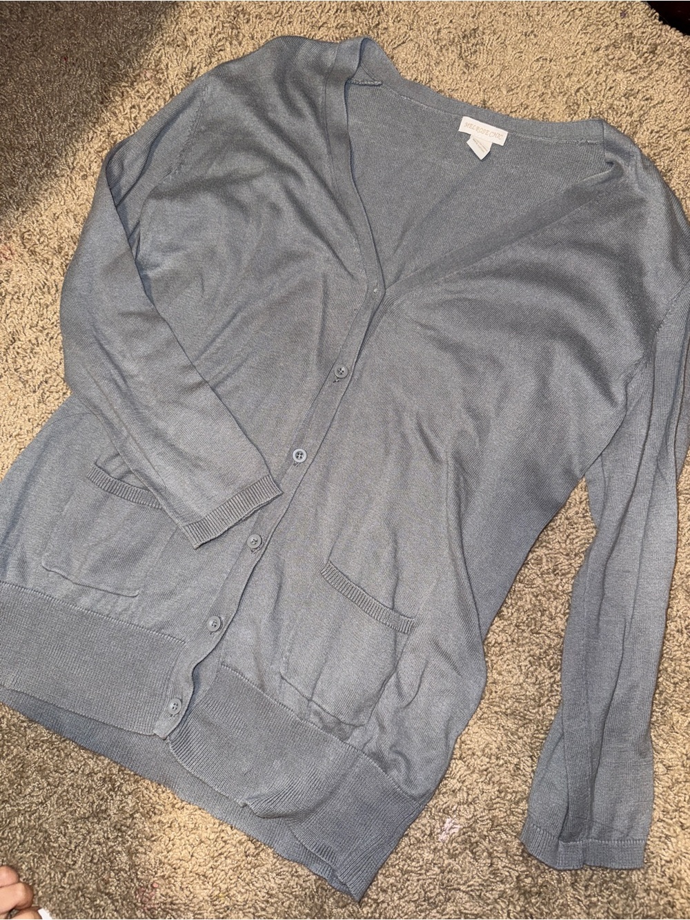 Classic Light Gray V-Neck Cardigan Sweater